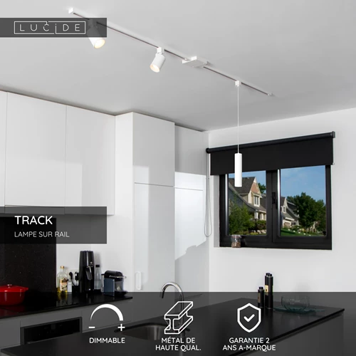 Lucide TRACK Kit de démarrage - Système de rail monophasé / Éclairage sur rail - 2 mètres - Blanc - USP